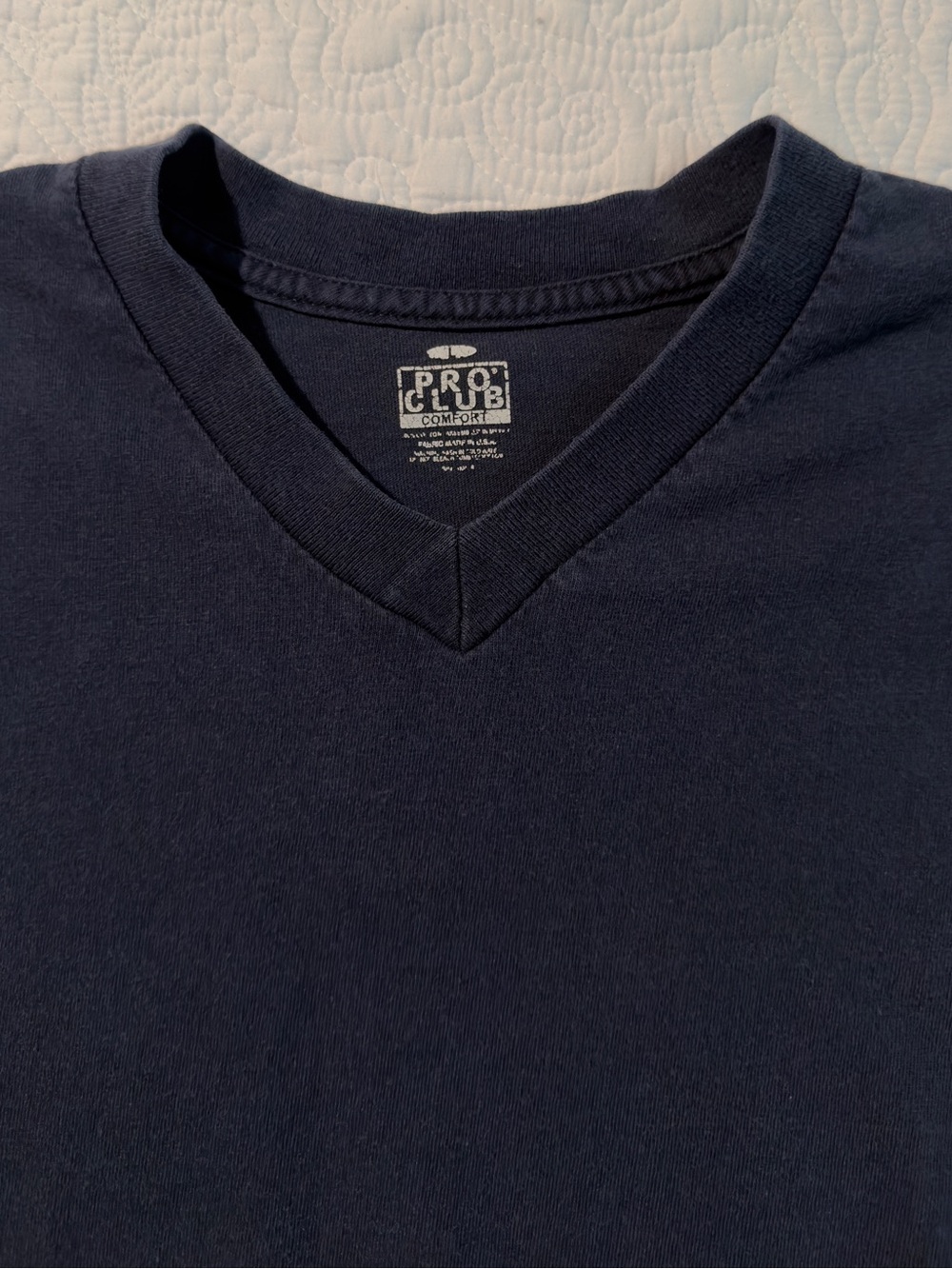 Pro Club Comfort | 100% Cotton | Short Sleeve V-Neck Blank T-Shirt | Navy Blue